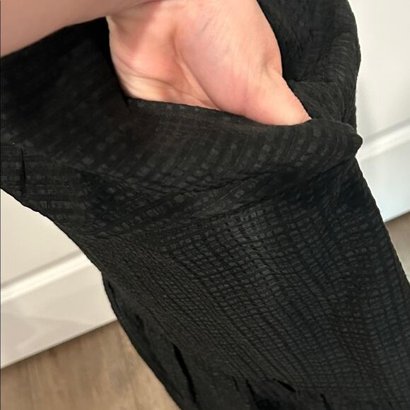 Marie Oliver Maya Women’s Black Midi Dress Linen Silk Blend Bow Straps Size Med - Picture 7 of 15